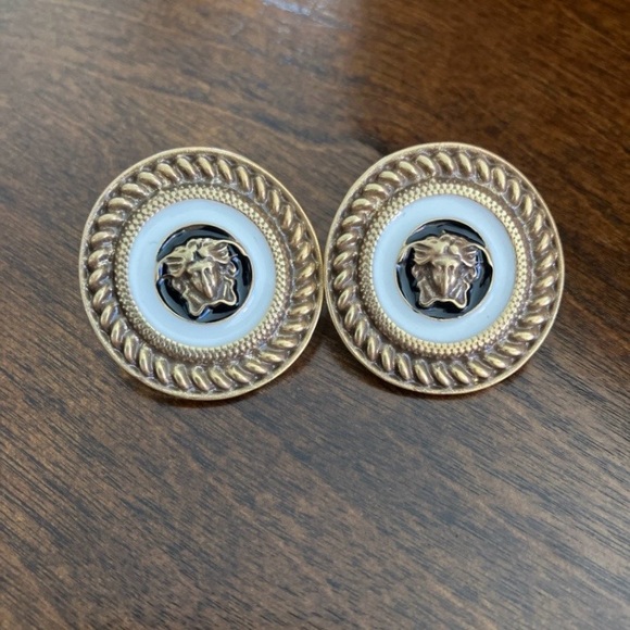 Vintage Versace Earrings 925 Sterling Silver 14K Yellow Gold Plated. - Picture 6 of 7